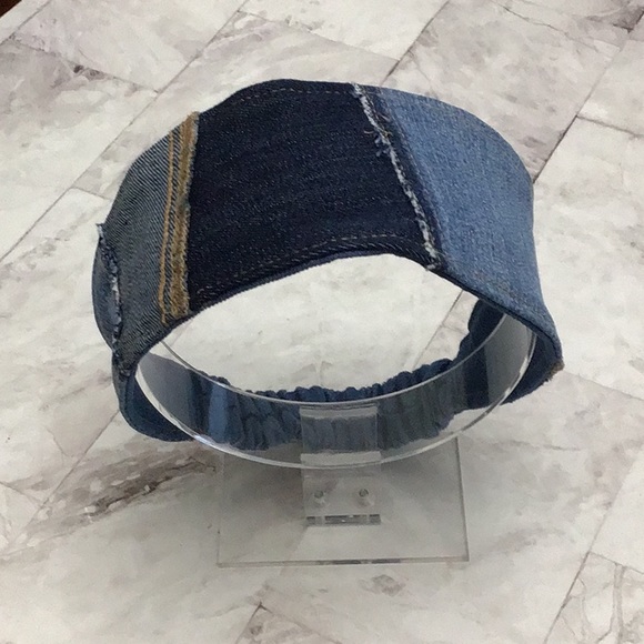 Denim reversible headband, patchwork jeans headband - Picture 1 of 9